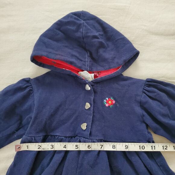 Vintage Navy Blue Hooded Dress 18-24 months - Picture 4 of 7